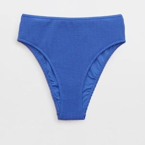 Aerie Crinkle High Cut Cheeky Bikini Bottom in Classic Blue Size S